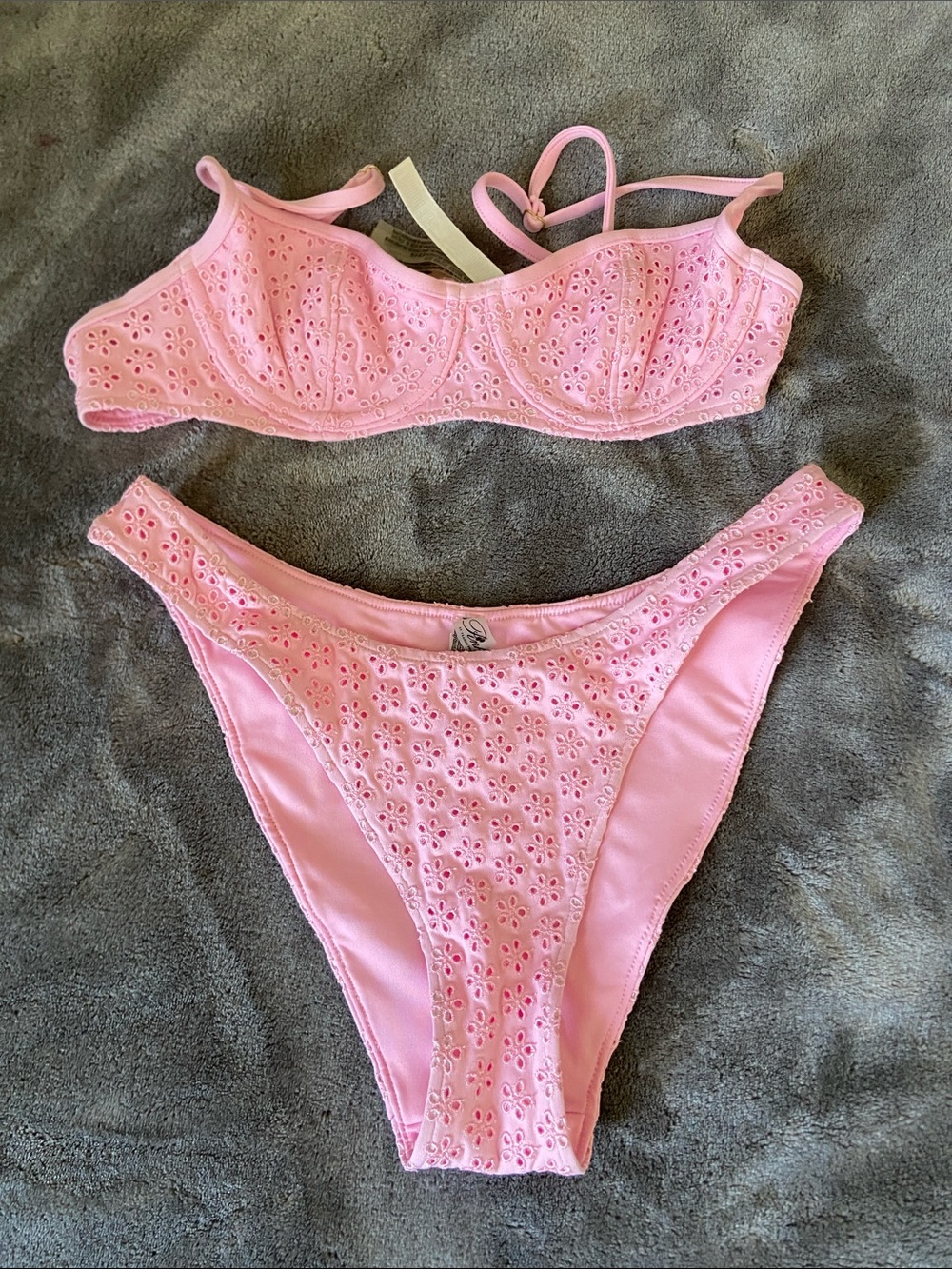PINK Victoria's Secret Light Pink Eyelet Bikini Set